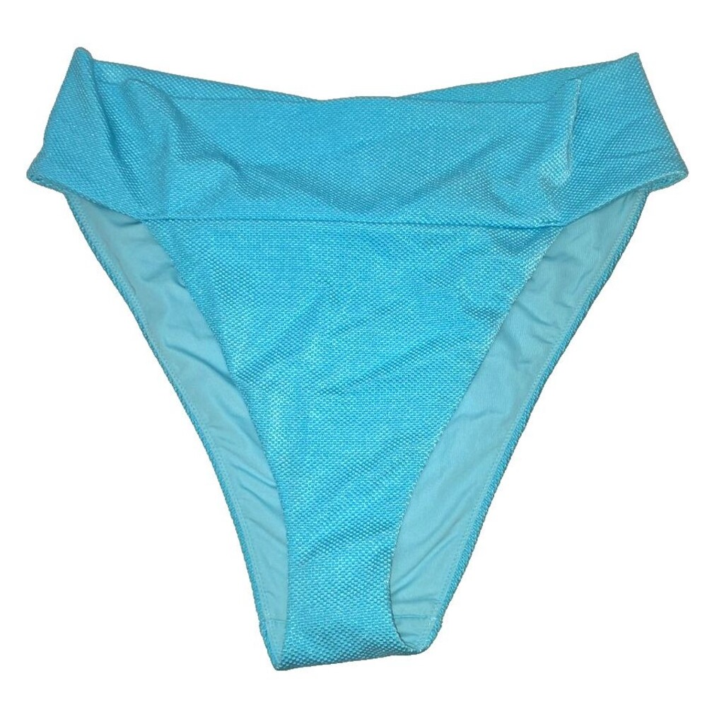Aerie Blue Waffle Weave High Cut Cheeky Swim Bathing Suit Bottom XXL NEW 2XL